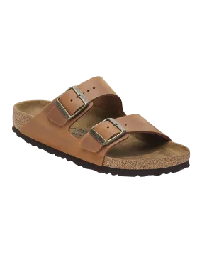 Arizona Natural Leather Oiled Sandals in Cognac