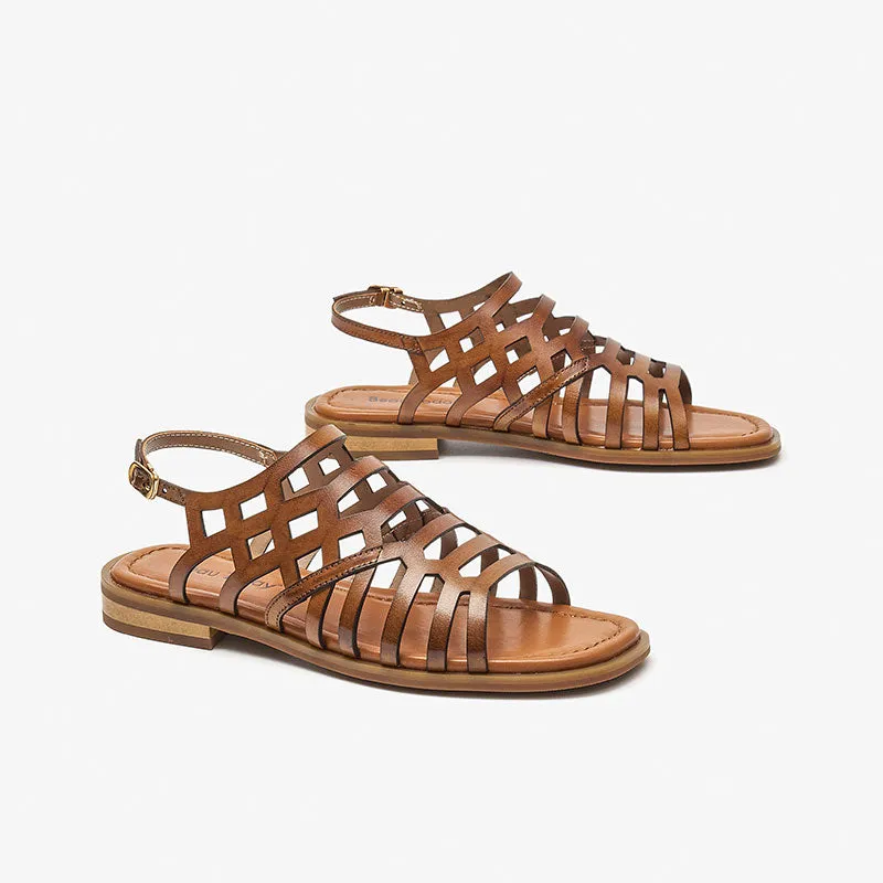 BeauToday Retro Open Toe Gladiator Sandals for Women