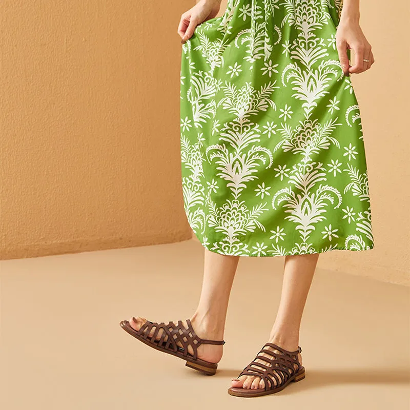 BeauToday Retro Open Toe Gladiator Sandals for Women