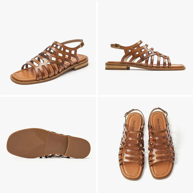 BeauToday Retro Open Toe Gladiator Sandals for Women
