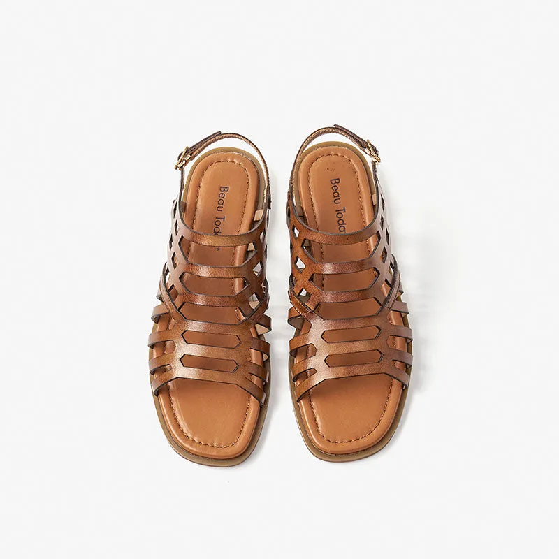 BeauToday Retro Open Toe Gladiator Sandals for Women