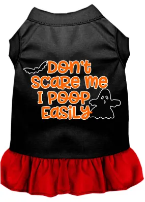 Don't Scare Me, Poops Easily Screen Print Dog Dress Black With Red Lg