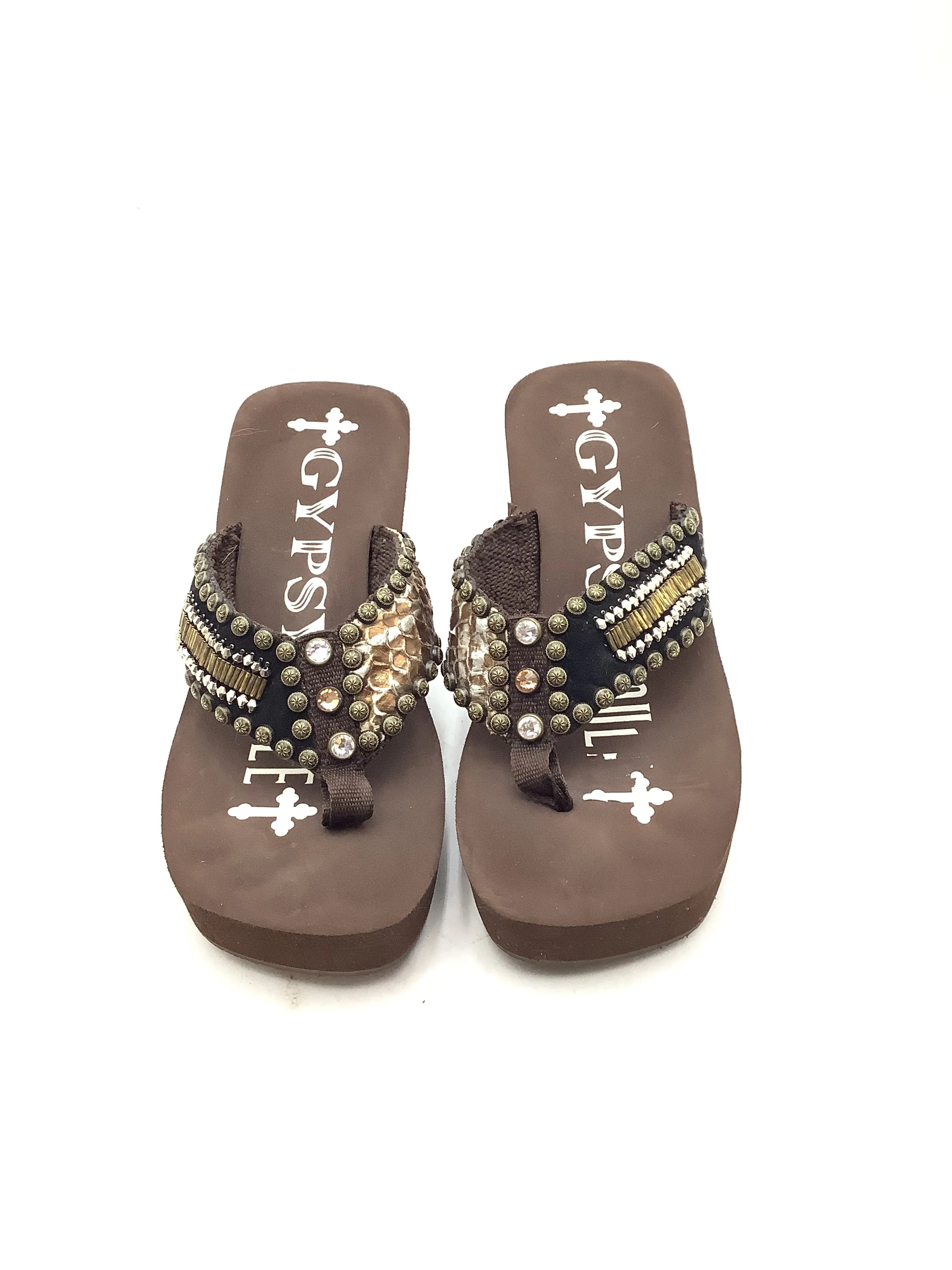 Gypsy Soule Women's Sandal Brown Swarovski Crystals Size: 11
