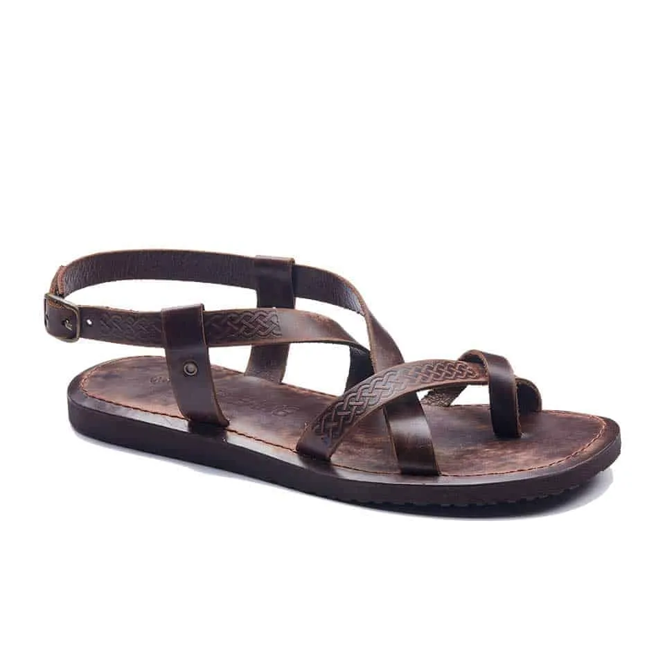 Mens Leather Strap Sandals Toe Thongs