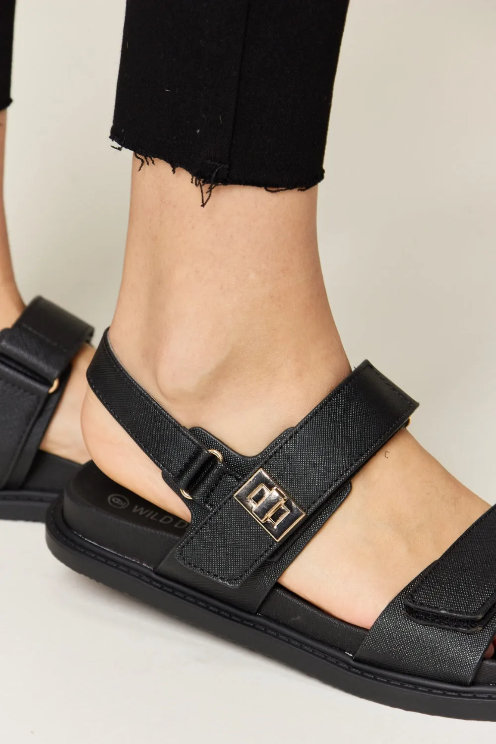 Velcro Double Strap Slingback Sandals Black
